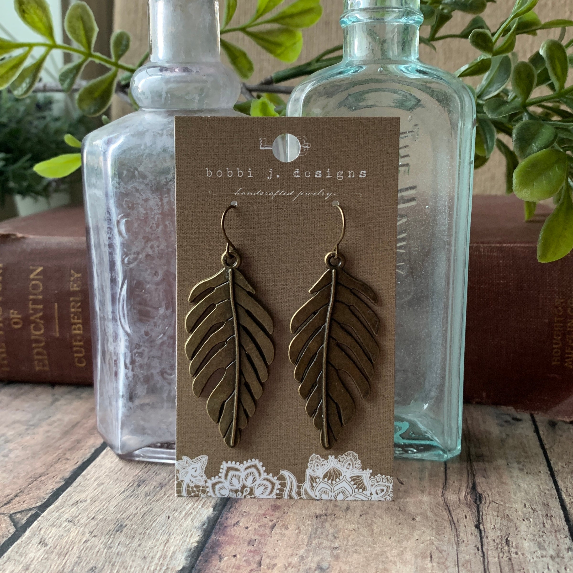 Bronze Leaf Earrings Bobbi J. Designs